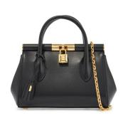 Zwarte kalfsleren handtas met gouden ketting Dolce & Gabbana , Black ,...