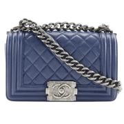 Pre-owned Leather chanel-bags Chanel Vintage , Blue , Dames