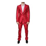 Rood Slim Fit Formeel Pak Dolce & Gabbana , Red , Heren