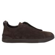 Lage Top Triple Stitch Sneakers Ermenegildo Zegna , Brown , Heren