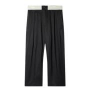 Zwarte Satijnen Lyocell Broek Mes Demoiselles , Black , Dames