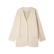 Oversized Beige Polyester Zijden Jas Mes Demoiselles , Beige , Heren