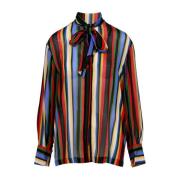 Gestreepte Creponne Blouse met Sjaalkraag Semicouture , Multicolor , D...