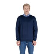 Merino Club Check Elleboog Patch Sweater Aquascutum , Blue , Heren