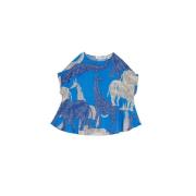 Viscose Top met Ronde Zoom Ottod'Ame , Blue , Dames