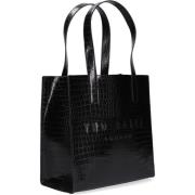 Zwarte Krokodillenprint Leren Handtas Ted Baker , Black , Dames