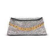 1945 Zacht suède en strass clutch Balmain , Gray , Dames