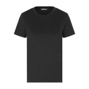 Zwarte katoenen T-shirt met logo borduurwerk Max Mara , Black , Dames