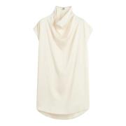 Satijnen Funnel-Neck Top TotêMe , White , Dames