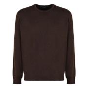 Merino Wol Trui Geribbelde Gebreide Randen Drumohr , Brown , Heren