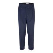 Blauwe Geplooide Slimme Pijp Broek Paolo Pecora , Blue , Heren