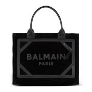 Kleine suède B-Leger tote tas Balmain , Black , Dames