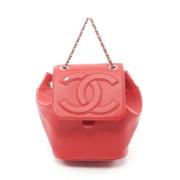 Pre-owned Leather backpacks Chanel Vintage , Red , Dames