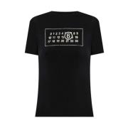 Essentiële Witte Korte Mouw T-shirt MM6 Maison Margiela , Black , Dame...