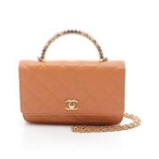 Pre-owned Leather chanel-bags Chanel Vintage , Orange , Dames