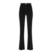 Wijde Zwarte Broek Stretch Crepe Elisabetta Franchi , Black , Dames