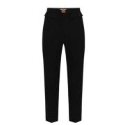 Zwarte Slim Fit Broek met Logo Plaque Elisabetta Franchi , Black , Dam...