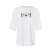 Logo Patch Oversized T-shirt Elisabetta Franchi , White , Dames