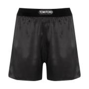 Zwarte Zijden Logoband Shorts Tom Ford , Black , Dames