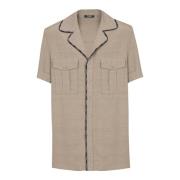 Cupro pyjamashirt met zakken Balmain , Brown , Heren