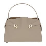 Beige leren schoudertas met Gancini gesp Salvatore Ferragamo , Beige ,...