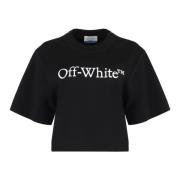 Geknipte katoenen T-shirt met logoprint Off White , Black , Dames