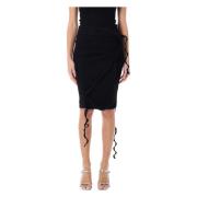 Zwarte Rib Mini Rok met Deconstructed Bandjes Ottolinger , Black , Dam...