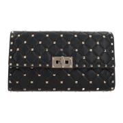 Zwarte Gewatteerde Clutch met Ketting Valentino Garavani , Black , Dam...