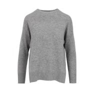 Lichtgrijs Wol Crew Neck Sweater Kaos , Gray , Dames