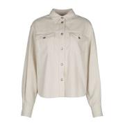 Witte Fluwelen Overshirt met Klassieke Kraag Jacob Cohën , Beige , Dam...