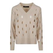 Stijlvolle V-hals Trui Federica Tosi , Beige , Dames