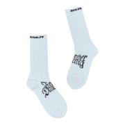 Rib Logo Print Danssokken Boiler Room , White , Unisex