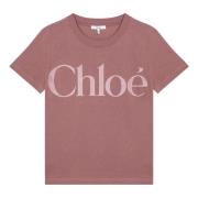 Korte Mouw Ronde Hals T-shirt Chloé , Pink , Dames