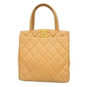 Pre-owned Leather totes Chanel Vintage , Beige , Dames