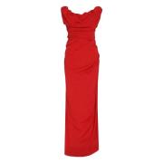 Elegante gedrapeerde jurk met zijsplit Vivienne Westwood , Red , Dames