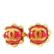 Pre-owned Metal earrings Chanel Vintage , Red , Dames