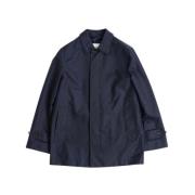 Navy Blue Gabardine Trench Jacket Burberry , Blue , Heren