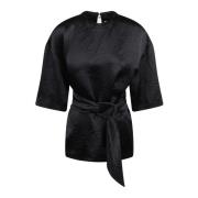 Gekreukelde Besia Blouse met Riemmodel Nanushka , Black , Dames