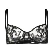 Zwart/Goud Bloemen Bralette Lingerie Eres , Black , Dames