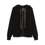 Zwarte Sweatshirt met rits en zakken Rick Owens , Black , Heren