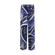 Zijden broek met iconische Fontane-print Emilio Pucci , Blue , Dames