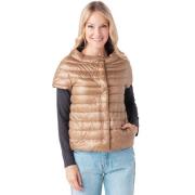 Korte Nylon Donsvest met Rits Herno , Beige , Dames