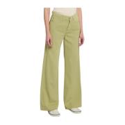 Hoge Taille Groene Linnen Camp Broek 7 For All Mankind , Green , Dames