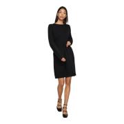 Jurk met lange mouwen en tailleband Vila , Black , Dames