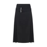 Geplooide wollen midi-rok Alexander McQueen , Black , Dames