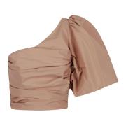 Taffeta Top in Rose Cameo Stijl Pinko , Beige , Dames