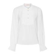 Romantische Off-White Blouse met Ruches RUE de Femme , White , Dames