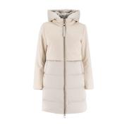 Bi-materiaal Wol Donsjas Duno , Beige , Dames