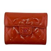 Pre-owned Leather wallets Chanel Vintage , Orange , Dames