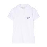 Wit Logo Geborduurd Poloshirt Maison Kitsuné , White , Dames